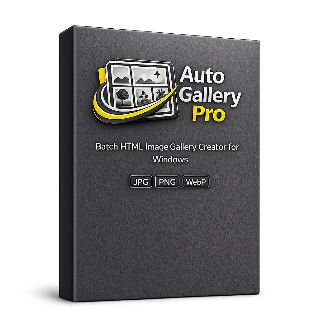 Auto Gallery Pro batch HTML image gallery creator software product box